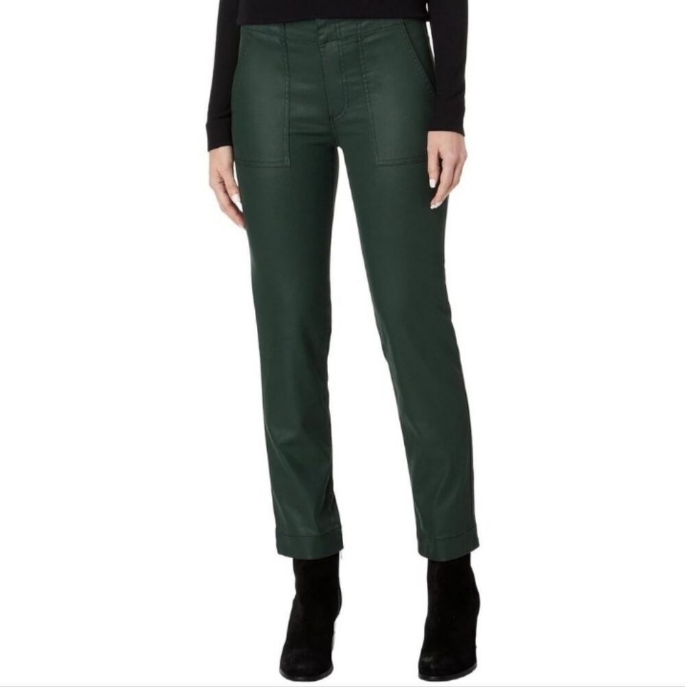 KUT Reese Green Coated Denim Ankle Straight Leg Pant/Jean Size 12 NEW NWT